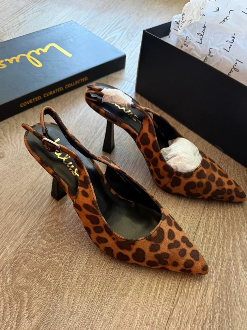 Lulu's Leopard Print Slingback Kitten Heels - Brown Black